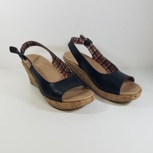 CROCS A-Leigh Leather Slingback Wedge Sandal 10